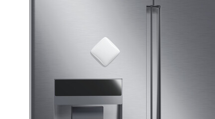 Blank white rhomb magnet on fridge mockup, front view