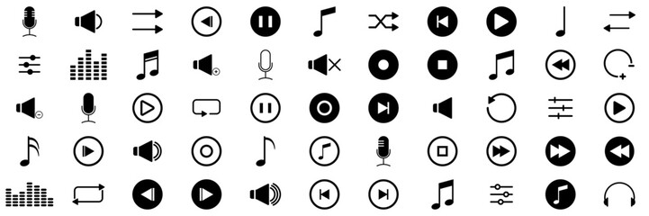 Icon Set of Music Related Vector Line