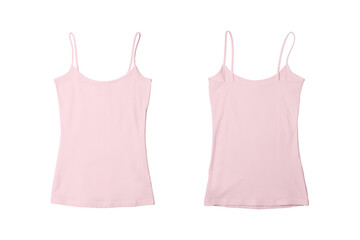 Blank Girl Light Pink Tank Top Shirt Template Front and Back View