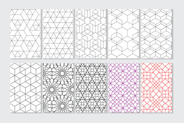 Set of 10 Geometric Seamless Pattern Vector Background