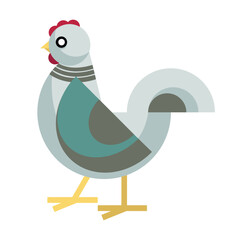 Colorful chicken, poultry farming. Vector illustration. The drawing is isolated on a white background.