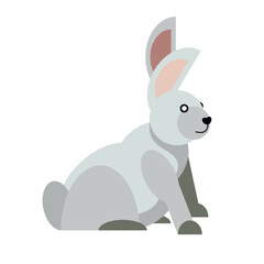 Obraz premium Cute Bunny flat vector illustration. Cartoon style. Isolated on white background