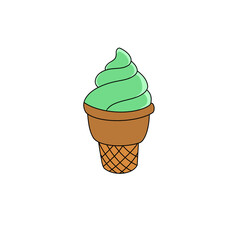 matcha ice cream cone illustration - 694845378