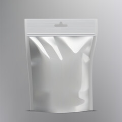 White Blank Plastic Sachet Bag With Hang Slot