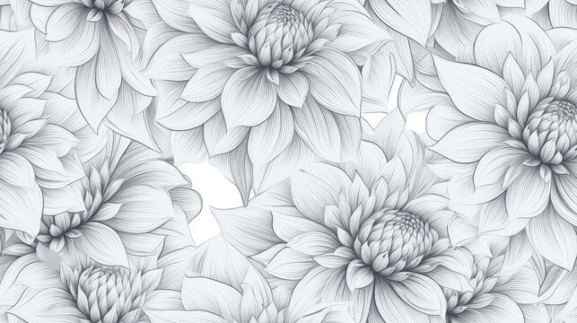 Seamless pattern with dahlia flowers.
