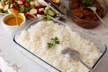 white rice in bowl ready to serve