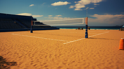 A Professional Volleyball Net on the Beach