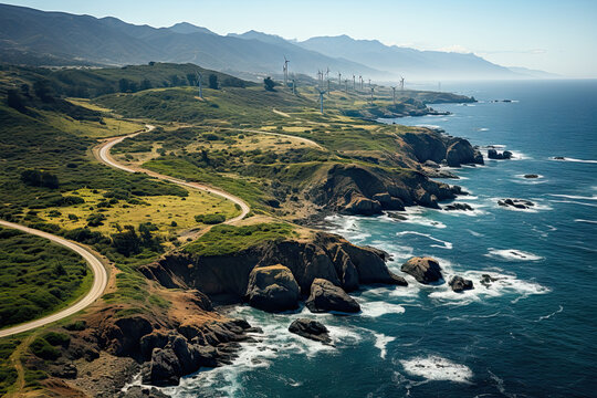 Generative AI image of a scenic coastal landscape
