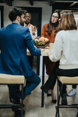 Business team analyzing reports and collaborating for project development and profitability in a creative office. Executives working late at night to meet deadline and achieve business growth.