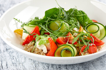 buckwheat with fresh vegetables closeup