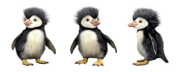 Naklejka premium Set of baby penguin multi pose, standing isolated on transparent or white background