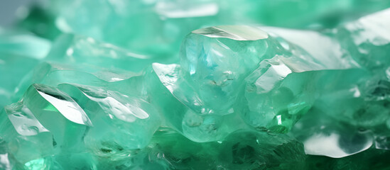 The shiny surface of the mineral is similar to emerald and jadeite