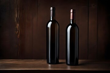 wine bottles pari , presentation mockup , bottle of wine on minimal marble background , advertising template