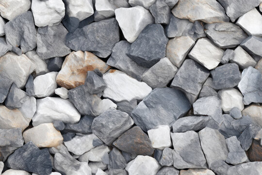 Seamless texture pattern of many gray sharp granite stones