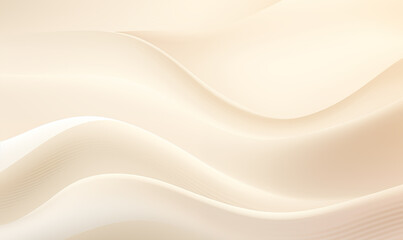 Abstract background with smooth wavy lines in beige and white colors.