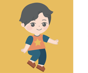 41_a boy in a red shirt and blue pants