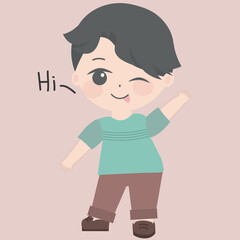 42_a boy with a hand up to his face