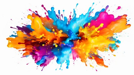 colorful ink splashes isolated on white background
