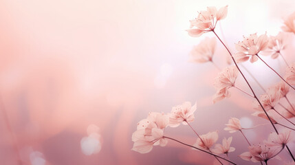 Meadow with wild flowers in the sunny summer day.Soft pastel background