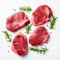 raw meat for steak on a white background