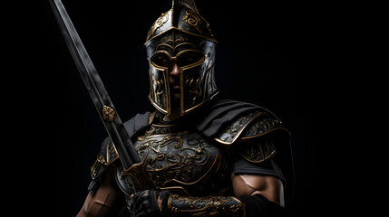 Warrior is wearing iron helmet