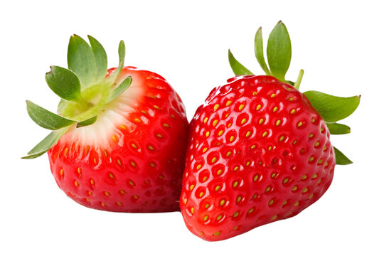 Strawberries isolated on transparent background,close-up,macro.
Organic farm concept.