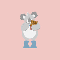 cute and lovely koala bear holding chocolate, happy valentine's day, birthday, love concept, flat vector illustration cartoon character design isolated