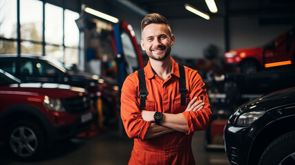 portrait of a small business owner of an automobile repair shop