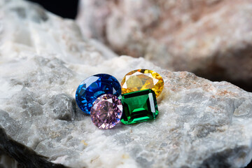 Natural Sapphire gemstone, Jewel or gems on stone