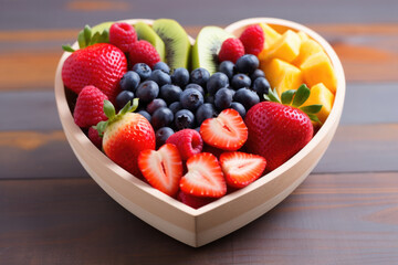 Heartshaped Bowl Overflowing With Fresh Fruit Medley