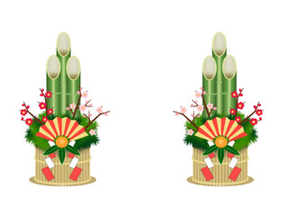 門松のイラスト 素材_01(New Year's pine decoration)