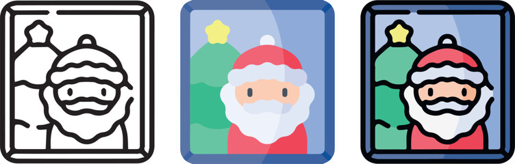 cute christmas icon with 3 different styles.