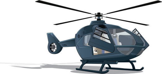 helicopter on the ground isolated vector illustration