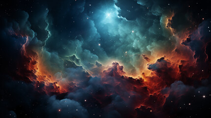 Fototapeta na wymiar Cosmic Clouds and Starscape in Vibrant Outer Space