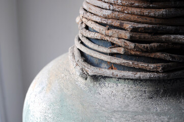 detail of old decorated ceramic jug