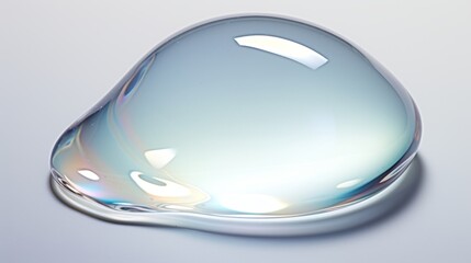 Closeup of a clean drop of water. Macro image of a transparent drop of liquid on bright background