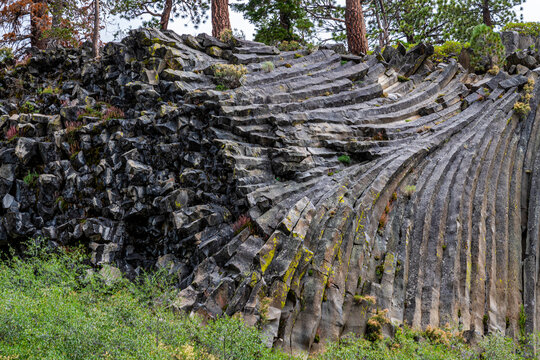 Rock formation of columnar basalt, Devils Postpile National Monument, Mammoth Mountain, California