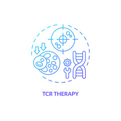 2D gradient TCR therapy icon, simple isolated vector, thin line blue illustration representing cell therapy.