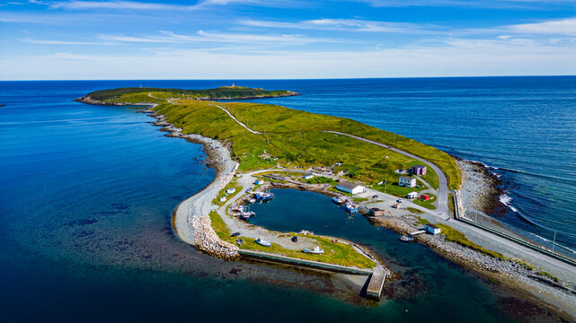 Aerial of the island near Ferryland, Avalon Peninsula, Newfoundland, Canada