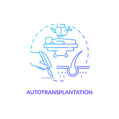 Fototapeta premium 2D gradient autotransplantation icon, simple isolated vector, thin line blue illustration representing cell therapy.