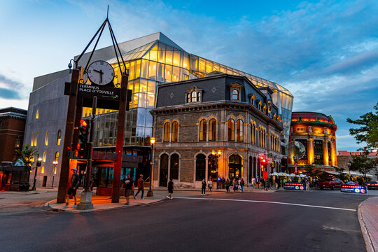 Old town of Quebec City at night, Quebec, Canada