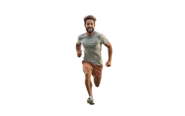 Handsome Male Running In An Outdoor Park Isolated on Transparent Background PNG.