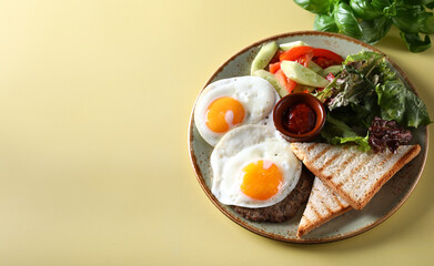 healthy eating breakfast with eggs on a plate