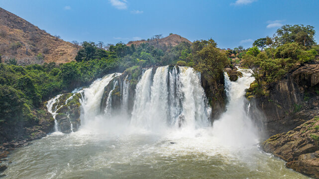 Aerial of the Binga waterfalls, Kwanza Sul, Angola