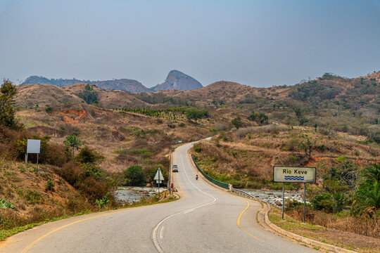Road over the Cuvo River (Rio Keve), near confluence with Toeota River, Conda, Kumbira Forest Reserve, Kwanza Sul, Angola