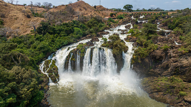 Aerial of the Binga waterfalls, Kwanza Sul, Angola