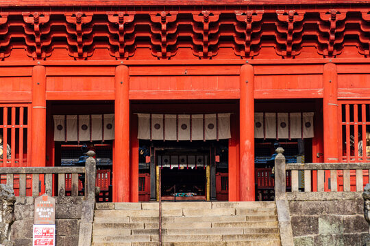 Close up of The Mount Iwaki Shrine, near Hirosaki, North Honshu, Japan