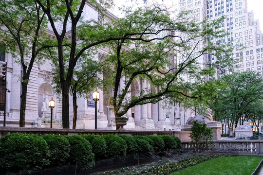 Architectural detail of the New York Public Library (NYPL), second largest in the USA and fourth largest in the world, New York City