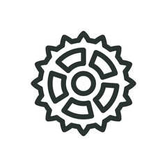 Bike sprocket isolated icon, bicycle cassette vector icon with editable stroke
