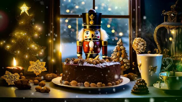 Nutcracker , Christmas scenery , video animation